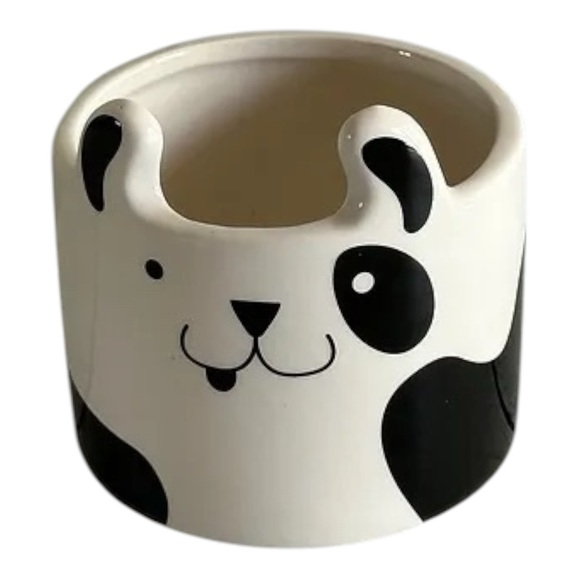 Adorable Porcelain Black & White Puppy Herb/Succulent planter By HORIZON GROUP - Picture 2 of 8